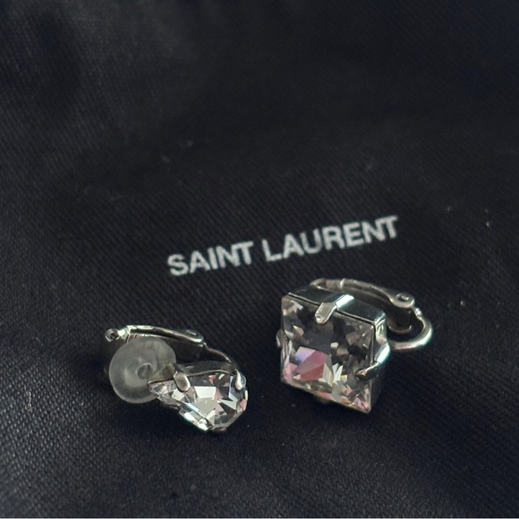 NWT • Saint Laurent • Set of 2 Mismatched Rhinestone Ear Cuffs • Clip-On Earring - Picture 2 of 6